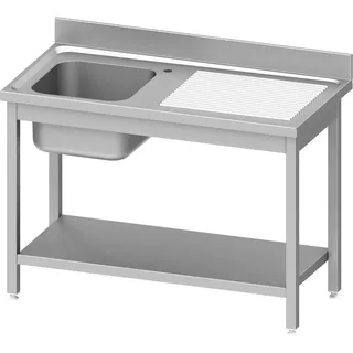 Stalgast Edelstahl Spültisch ECO mit Grundboden 140 x 60 x 85 cm - 1 Becken links