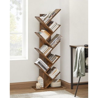 VASAGLE Bücherregal, Raumteiler, Standregal mit 8 Ebenen, 50 x 25 x 141,5cm braun