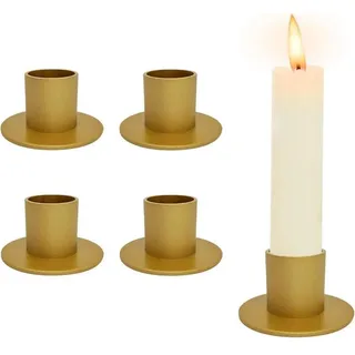 Kerzenständer 4 Stück Retro Gold für Candlelight Dinner Wohnzimmer Esszimmer Schlafzimmer Kamindekoration Metall 5cm Basis