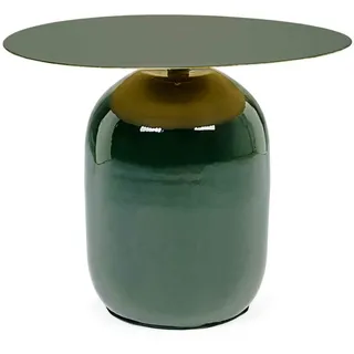 Beistelltisch Nalima aus Metall, modern und rund, dunkelgrün lackiert, Ø 50 cm