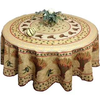 KGS Tischdecke Provençale, rund, schmutzabweisend, 180 cm, Blumenstrauß, Beige
