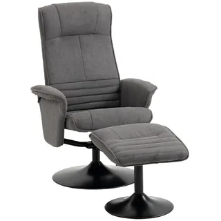 Homcom Relaxsessel Samt 69 x 104 x 71 cm Dunkelgrau mit Fußhocker