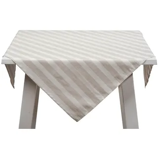 PICHLER Mitteldecke gewebter Streifen gestreift Mitteldecke 1er Set 100 x 100 cm NICLAS R (Set 1-tlg, 1xMitteldecke), Tischdecke Tischläufer Fest Feier Kommunion weiß