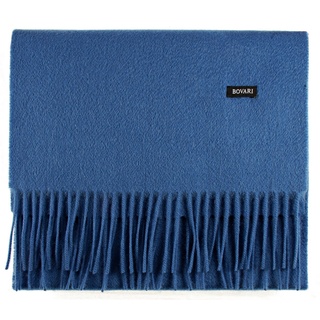 Bovari Kaschmirschal Kaschmir Schal Herren – 100% Kaschmir / Cashmere – Premium Qualität, 180 x 31 cm blau