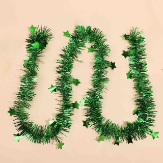 5 Stück 2 m Stern Weihnachtsbaum Lametta Girlande,Weihnachtsbaum Ornamente,Lametta Draht Folien Girlande,Für Party, Thanksgiving, Hochzeit, Weihnachten, Geburtstag, Dekoration,Grün