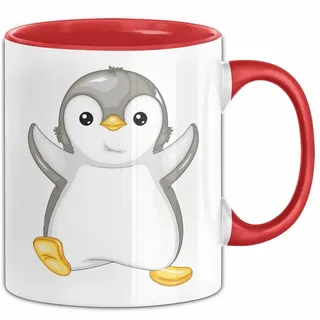 Trendation Tasse Lustige Pinguin Tasse Geschenk Pinguin-Liebhaber, Keramik rot