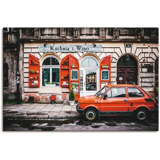 Leinwandbild ARTLAND "Kuchnia i Wino in Kraków" Bilder Gr. B/H: 120 cm x 80 cm, Auto Querformat, 1 St., rot Leinwandbilder