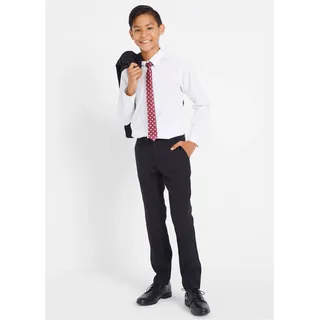 bonprix Anzug mit Hemd und Krawatte (4tlg. Set), schwarz, Gr.146, Festliches vierteiliges Jungen-Set bestehend aus Anzug, Hemd (Slim Fit) und Krawatte, Hemd: 100% Baumwolle