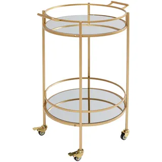Kare-Design Servierwagen, Messing, Metall, Glas, rund, 47.5x78x57 cm, Stauraum, Esszimmer, Barmöbel, Barwagen