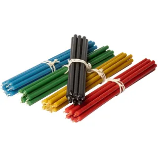 50 Stk. farbige Bienenwachskerzen Kollektion No80: Dünne bunte Stabkerzen, Ritual- und Haushaltskerzen, Tropfkerzen aus reinem Bienenwachs Tischkerzen für Rituale18,5cm.
