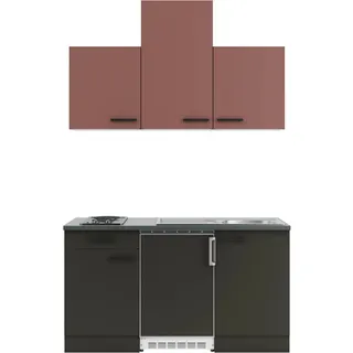OPTIFIT Nizza407/Madrid420 Miniküche 150 cm Rostrot / Anthrazit