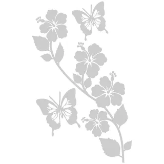 Samunshi® Blumenranke Wandtattoo kurz 19 x 30cm silbermetalleffekt