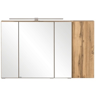 Lomadox Spiegelschrank VASTO-03-WHITE Wotan Eiche Nb. mit weiß matt 105/64/20 cm braun