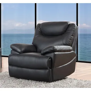Mapo 3581 Relaxsessel elektrisch verstellbar | 1-Sitzer Fernsehsessel aus Comfort Leder | Ergonomischer Heimkino Sessel mit Kopf- & Fußstütze, Vollleder, bis 160 kg belastbar | Schwarz (Leder)