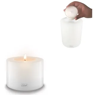 Qult Teelichthalter Qult Farluce Trend - Durchm. 10cm Teelichthalter in Kerzenform Dauerkerze Kunststoffkerze in Kerzenoptik Teelichtkerze mit Teelichteinsatz inkl, Teelicht 8 cm