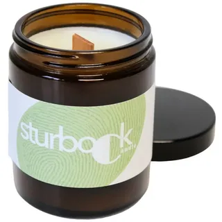 REALLaxx Duftkerze Sturbock Candle (1 Stk., duftende Kerze im wiederverwendbaren Glas), vegan & handgefertigt, mit Holzdocht (Wooden Wick)
