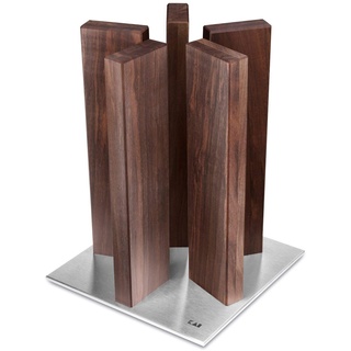 KAI magnetischer Messerblock Stonehenge aus Walnussholz mit Edelstahlboden - Premium Holz - Platz für 10 Messer - Abmessung 21 x 21 x 28-30 cm