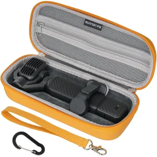 Honbobo Tasche Case für DJI Osmo Pocket 4P, Tragetasche mit Armband Haken, Koffer Bag Aufbewahrungstasche Kamera Zubehör für DJI Osmo Pocket 4P Standard Combo (Orange)