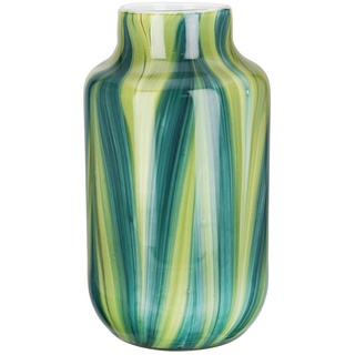 GILDE Glas Art Deko große Vase Glasvase - Blumenvase - Geschenk für Frauen Geburtstagsgeschenk - Farbe: Grün Weiß Höhe 30 cm