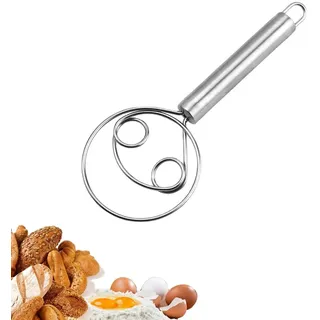 EORPAVU Schneebesen, 1 Stück dänischer Teigmixer dänischer Eierschläger Edelstahlgriff Brotmixer Küchenzubehör für Brot Teig Kuchen Gebäck und mehr