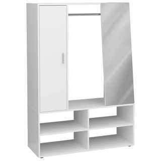 FMD Kleiderschrank mit 4 Fächern und Spiegel 105x39,7x151,3 cm Weiß