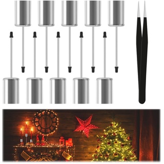10 Stück Kerzenständer Adventskranz Kerzenhalter Retro Kerzenteller Adventskranz mit Kurzem Dorn Stabkerzenhalter Kerzenhalter mit Pinzette Kerzenständer Silber für Weihnachten und Wohnung Deco