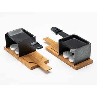 Raclette Set für 2 Personen My schwarzer Stahl / Eiche hell geölt braun Stahl/Eiche 22x9x9 cm