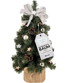 Creative Home Künstlicher Weihnachtsbaum Weihnachtsbaum Geschmückt Höhe 40 cm, Künstlicher Tannenbaum Mini, für Tisch Schreibtisch Büro beige