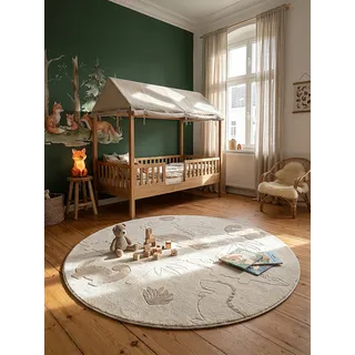KADIMA DESIGN CANAZEI Kinderteppich 120 x 120 cm Creme