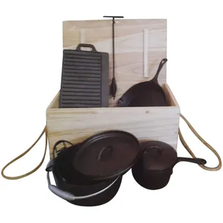 Westerholt Gusseisen Koch- und Grillset 7-tlg. in Holzkiste