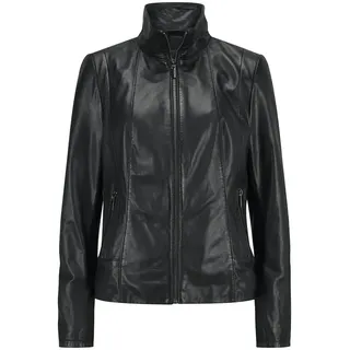 MILESTONE MSVela Damen Lederjacke Übergangjacke Schwarz mit hohem Stehkragen (DE/NL/SE/PL, Numerisch, 38, Regular, Regular, Schwarz) - 38