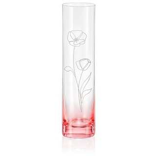 Crystalex Tischvase Vase Spring rosé K0801 Kristallvase 240 mm (Einzelteil, 1 St., 1 x Vase), Blumen Gravur, Frühlingsvase weiß