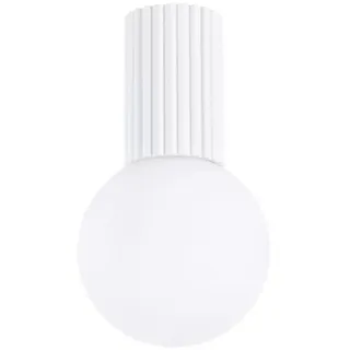 Licht-Erlebnisse Deckenleuchte DELOR, ohne Leuchtmittel, Weiß IP44 G9 Ø12 cm rund Glas Aluminium Bad Kugel blendarm weiß