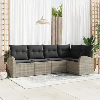 vidaXL Gartenlounge-Set 5-tlg. hellgrau Polyrattan