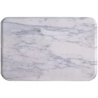 A.Monamour Badematten Badteppiche Badvorleger Weißer Marmor Stein Weiße Fliesen Marmor Textur Absorbierender Flanell Memory Foam rutschfeste Badteppiche Badmatte Läufer Teppiche Türmatte 40x60cm