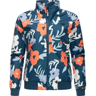 Outdoorjacke RAGWEAR "Goona Print" Gr. L (40), blau (petrol) Damen Jacken Outdoorjacken Oversize Übergangsjacke mit modischem Allover-Print