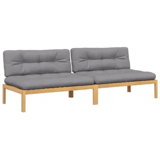 vidaXL Loungesofa Garten-Mittelsofas aus Paletten 2 Stk. mit Kissen nholz, 1 Teile braun|grau