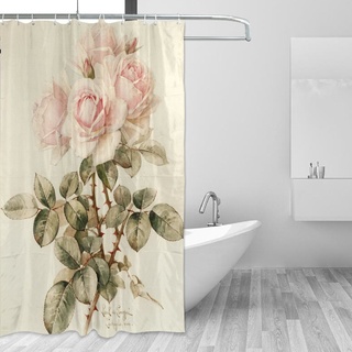 Bad Vorhang für die Dusche 152,4 x 182,9 cm, Vintage Shabby Chic Pink Rose Blumen, Polyester-Schimmelfest-Badezimmer Vorhang