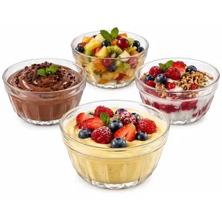 4er Set Chia Dessertschälchen Glas Kompottschälchen Snacks Dip Salat Süßigkeiten