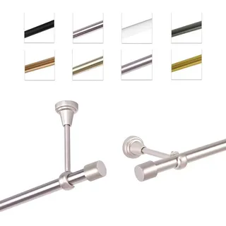 MDEKOR Gardinenstange Vorhangstange 19mm, 1-läufig, kürzbar, 1-läufig Wand oder Deckenmontage, 140 cm Chrom Matt silberfarben 140 cm