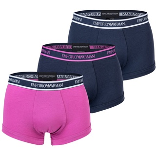 EMPORIO ARMANI Herren Boxer Shorts, 3er Pack - Trunks, Pants, Stretch Cotton Marine/Pink S