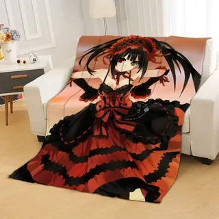 DATE A LIVE Tokisaki Kurumi Anime Flanell 3D Digital gedruckte Decke Bettwäsche Fit Office Home