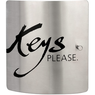 Burg Wächter Schlüsselbox Design Keys Please mit 10 Haken und magnetischem Verschluss, Schlüsselkasten 6205/10 Ni KEYS PLEASE, Edelstahl/Stahlblech, 0