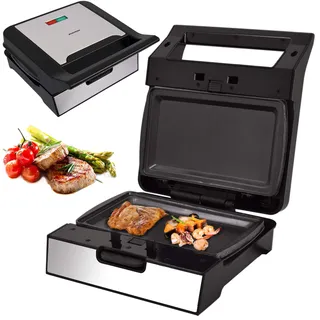 Syntrox Teppanyaki Grill mit Wechselplatten, Edelstahl, schnelles Aufheizen, Antihaftbeschichtet, verschiedene Wechselplatten, Multifunktionsgerät