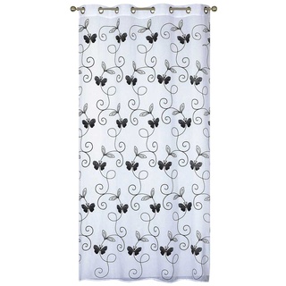 Homemaison Panel EN Etamine brodée Schmetterlinge, Polyester, Weiß, 240 x 140 cm