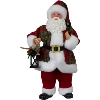 Weihnachtsmann stehend 23cm Santa Claus mit Laterne Weihnachtsdeko Figur rot