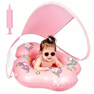 Aufblasbarer Schwimmring Pool Floatie Mit UPF50+ Sonnendach(S) | Schwimmreifen Verbesserter Swimming Ring Verstellbarer Sicherheitssitz Pool Wasserpark Schwimmtrainer