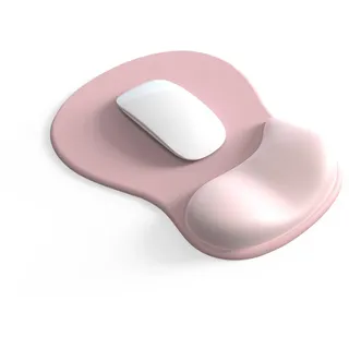 Ergonomisches Mauspad mit Gelkissen,Mousepad mit Handauflage,Rutschfester Basis Mausmatte mit Handgelenkpolster Handauflage für Computer Laptop (Rosa)