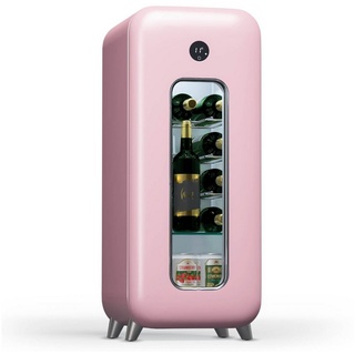 Klarstein Weinkühlschrank Shirley 15 Uno, für 15 Standardflaschen á 0,75l,Wein Flaschenkühlschrank Weintemperierschrank Weinschrank Kühlschrank rosa