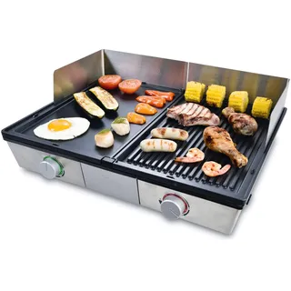 Solis Deli Grill 7951 - Elektrogrill - Grill Inklusive Spritzschutz und 2 Spachteln - Tischgrill Elektrisch - Edelstahl